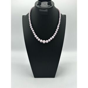 Elegant Graduated Light Pink Beaded Necklace with Gold Tone Clasp